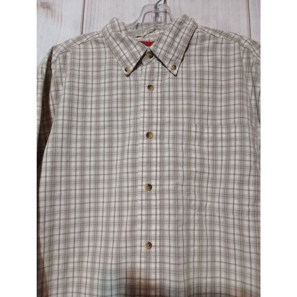 Levi's Shirt Men's Large Tan Plaid Button Front Long Sleeve - Picture 3 of 9